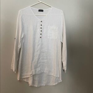 Terzo Millennio faux button front linen top